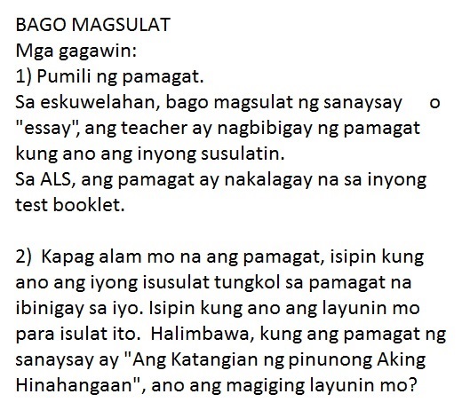 essay body example tagalog